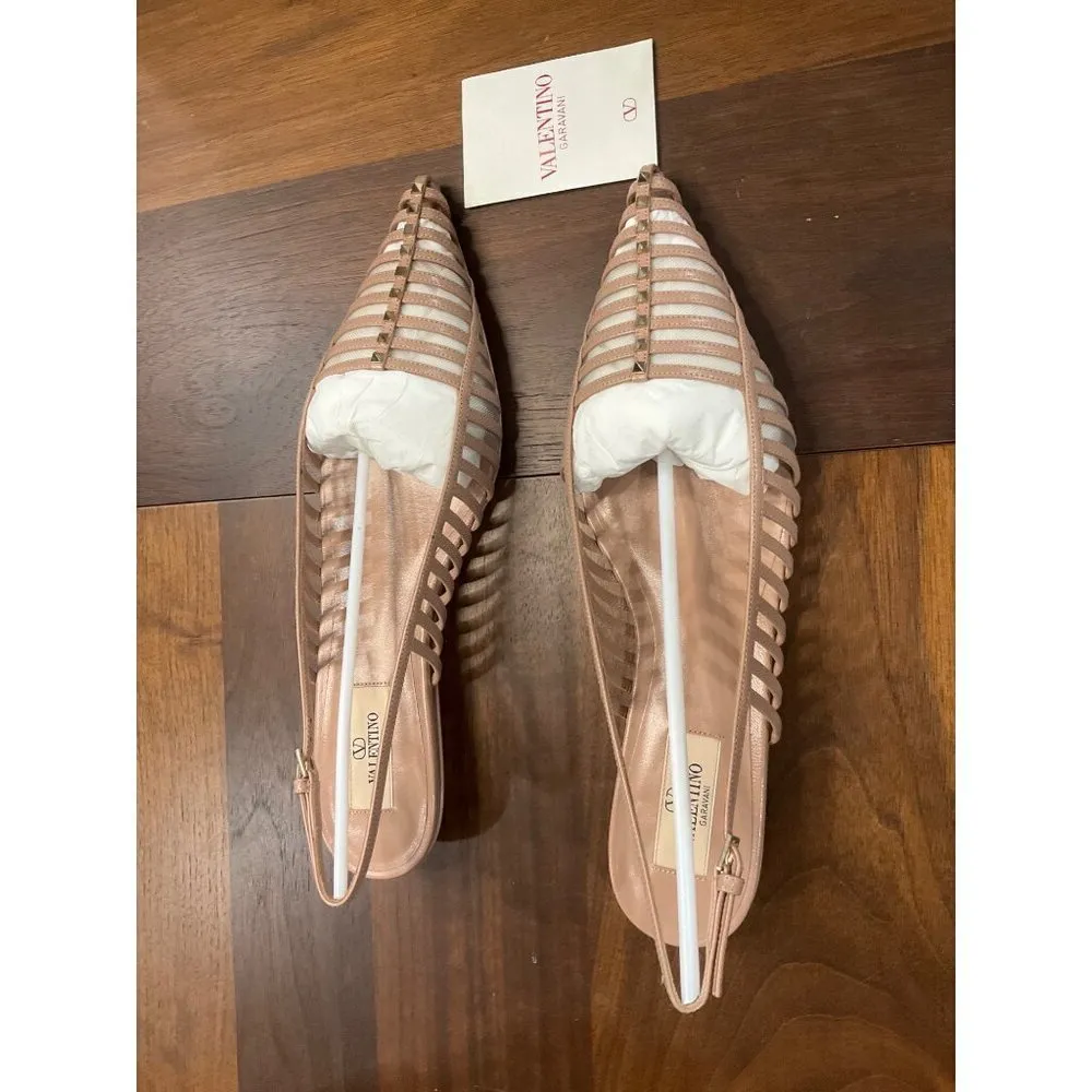 VALENTINO GARAVANI Rockstud Wispy Ballerina Flats in Rose Cannelle 40 With box - Image 6