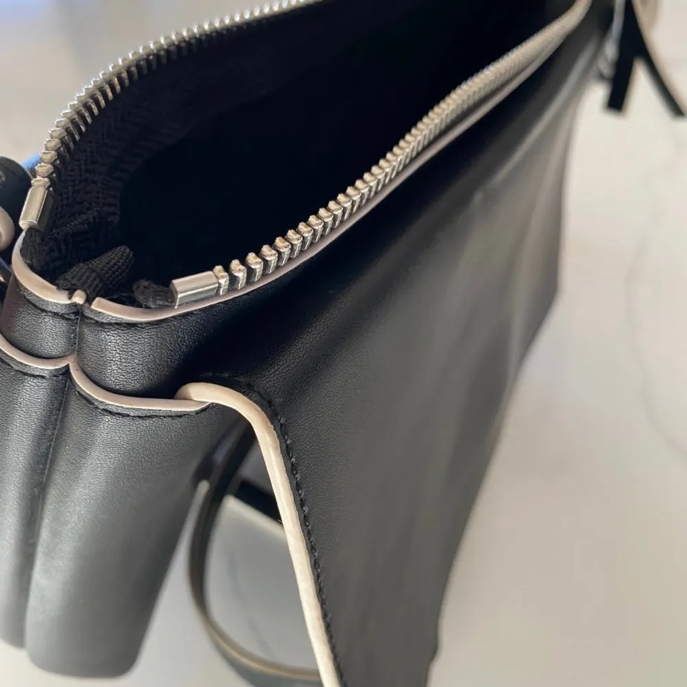 Black With White Trim Contemporary Small Crossbody Purse Bag - Image 6