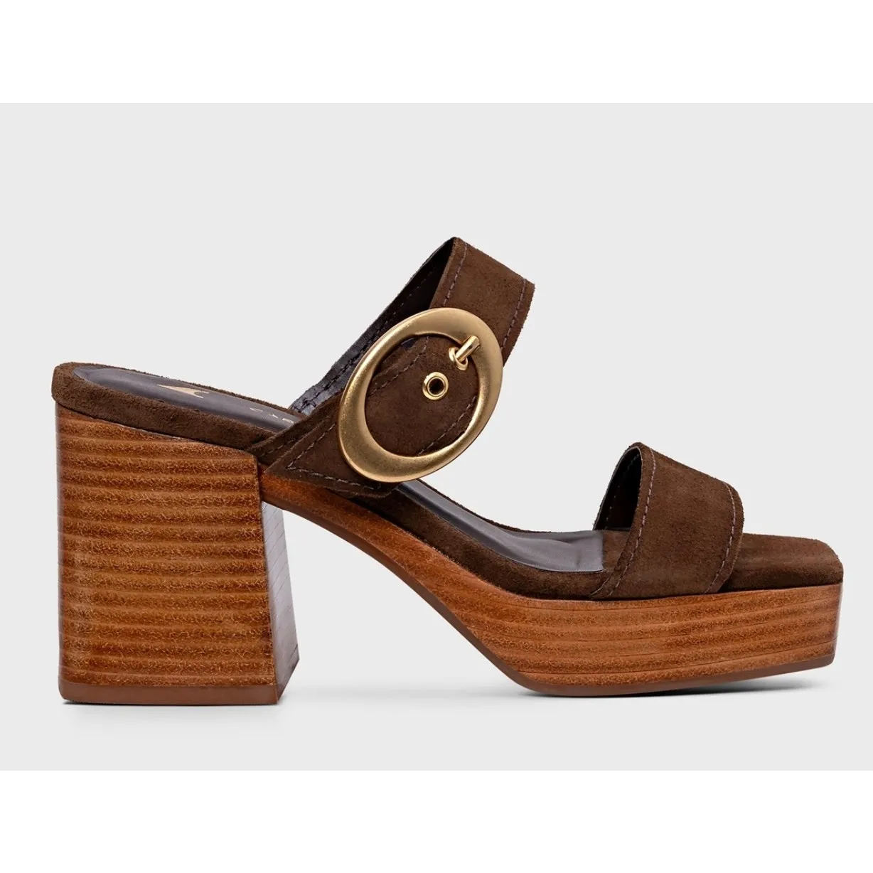 Gianvito Rossi Suede Buckle Dual-Band Platform Slide Sandals 7.5 US 37.5 EU NIB - Image 2