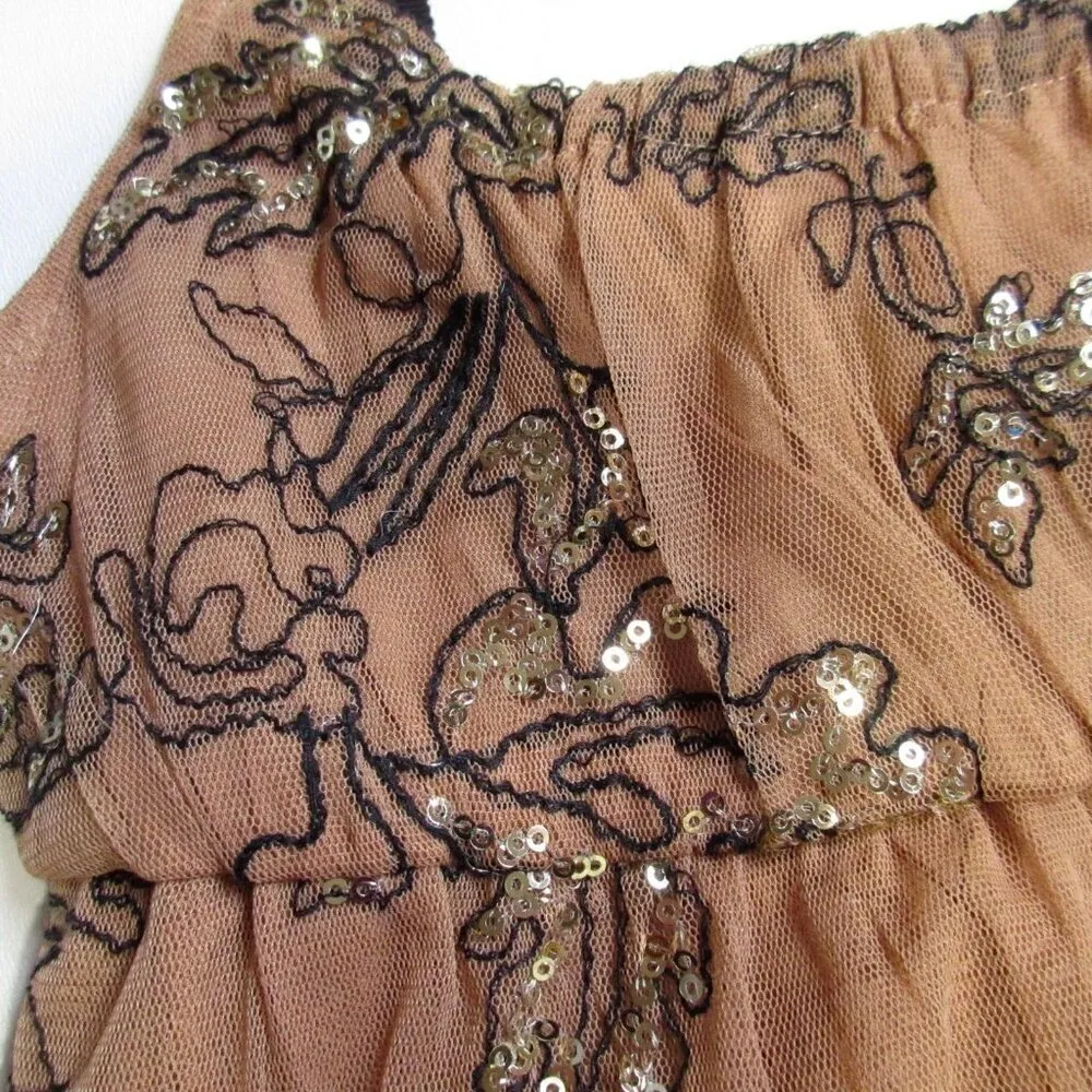 NWT by Anthropologie Sequined Tulle Maeve Maxi in Neutral Tank Dress XS - Image 4