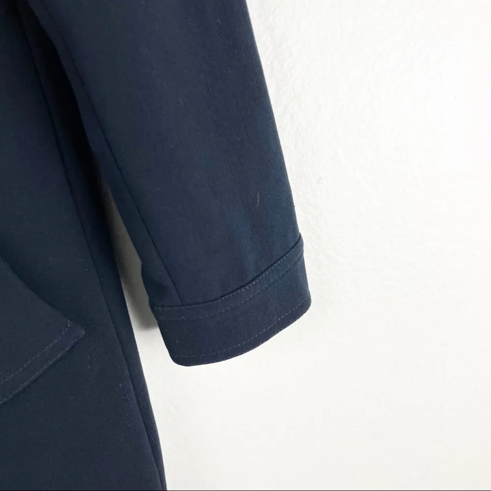 ELIZA J Navy Hidden Button Long Sleeves Lined Snap Pocket Closure Topper Jacket - Image 9