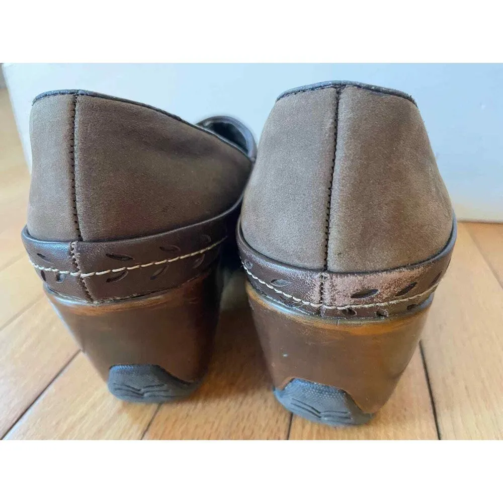 EASY SPIRIT Clogs Wedges‎ Leather Mules Slides High Heels Womens Shoes Sz 7.5 - Image 4