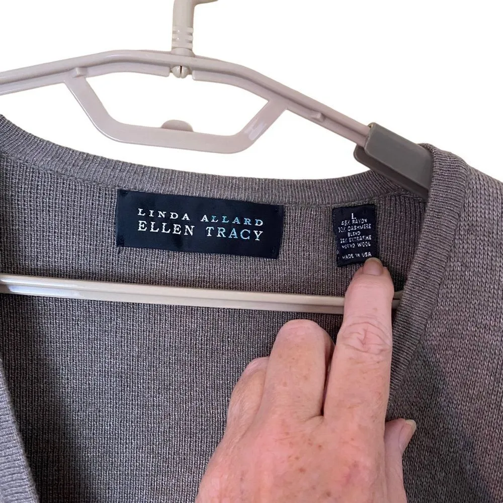 Linda Allard Ellen Tracy Cashmere Blend Cardigan Size Large - Image 3