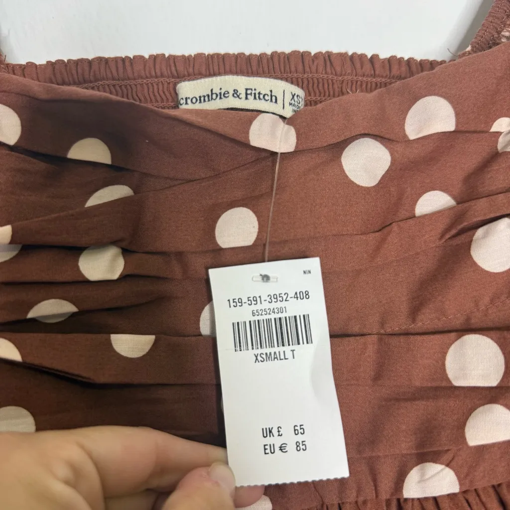 Abercrombie & Fitch Emerson Poplin Puff Sleeve Mini Dress Polka Dot XS Tall NWT - Image 6