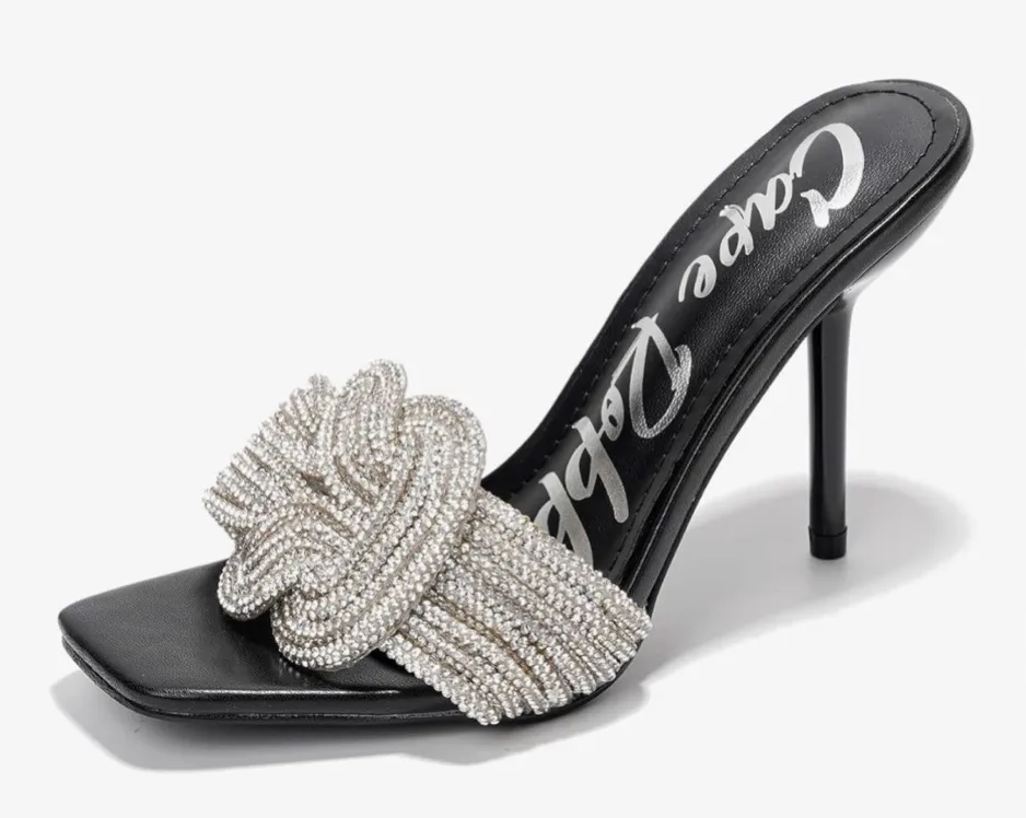 NEW Cape Robbin Stiletto Heels Rhinestone-Embellished Knot & Open Toe (Flynn) 7 - Image 1