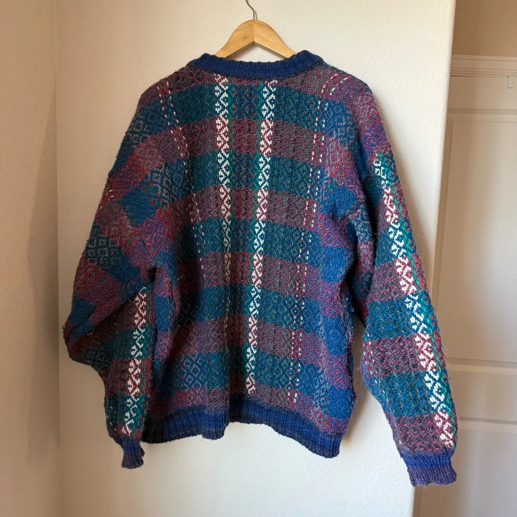 Vintage Handwoven Wool Cardigan - Image 2