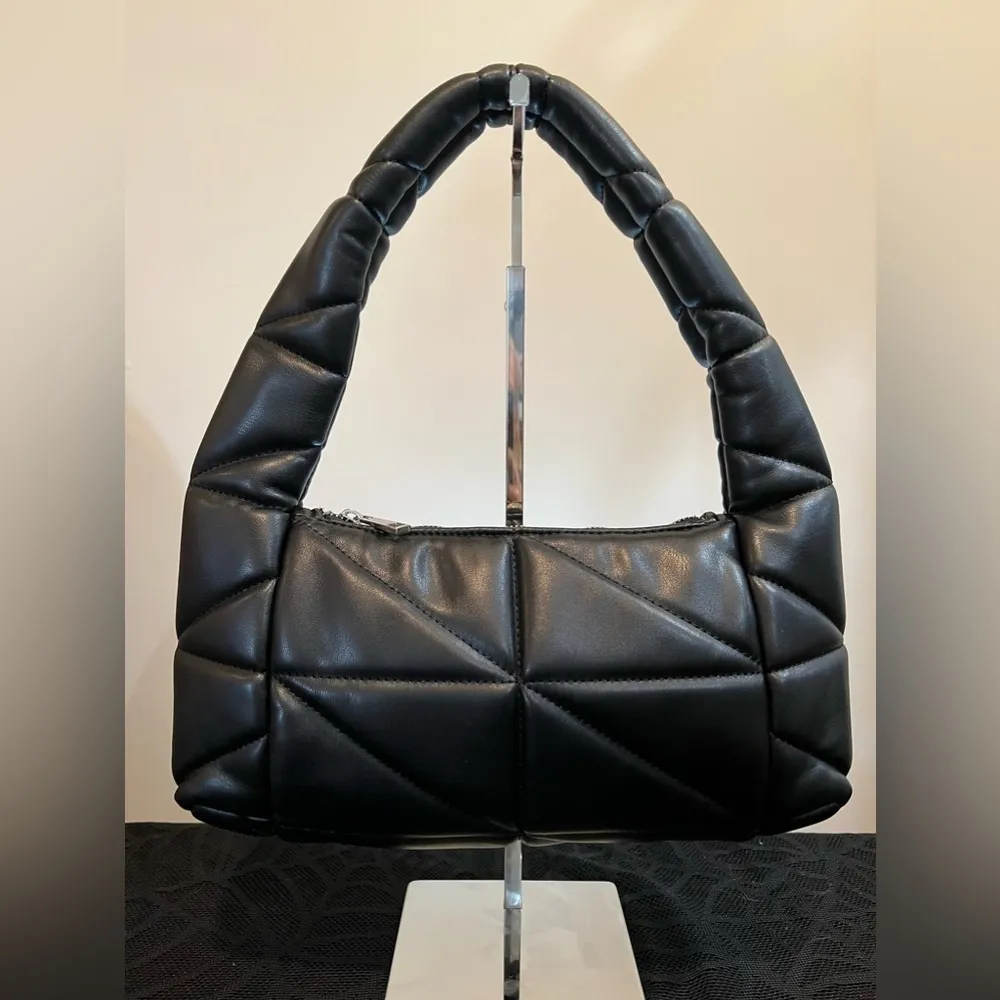 Zara Black Quilted Puffer Shoulder Bag Purse - Image 3