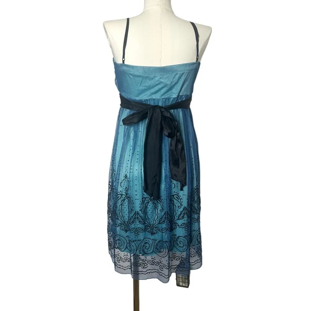 Teeze Me Vintage Y2K Strapless Mini Dress Size Large Fairy Whimsical Blue - Image 3