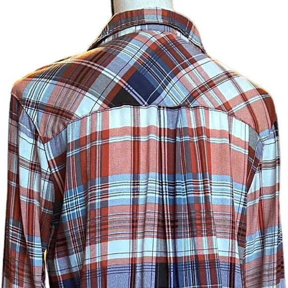Entro Orange Plaid Button Down‎ Shirt Sz M - Image 4