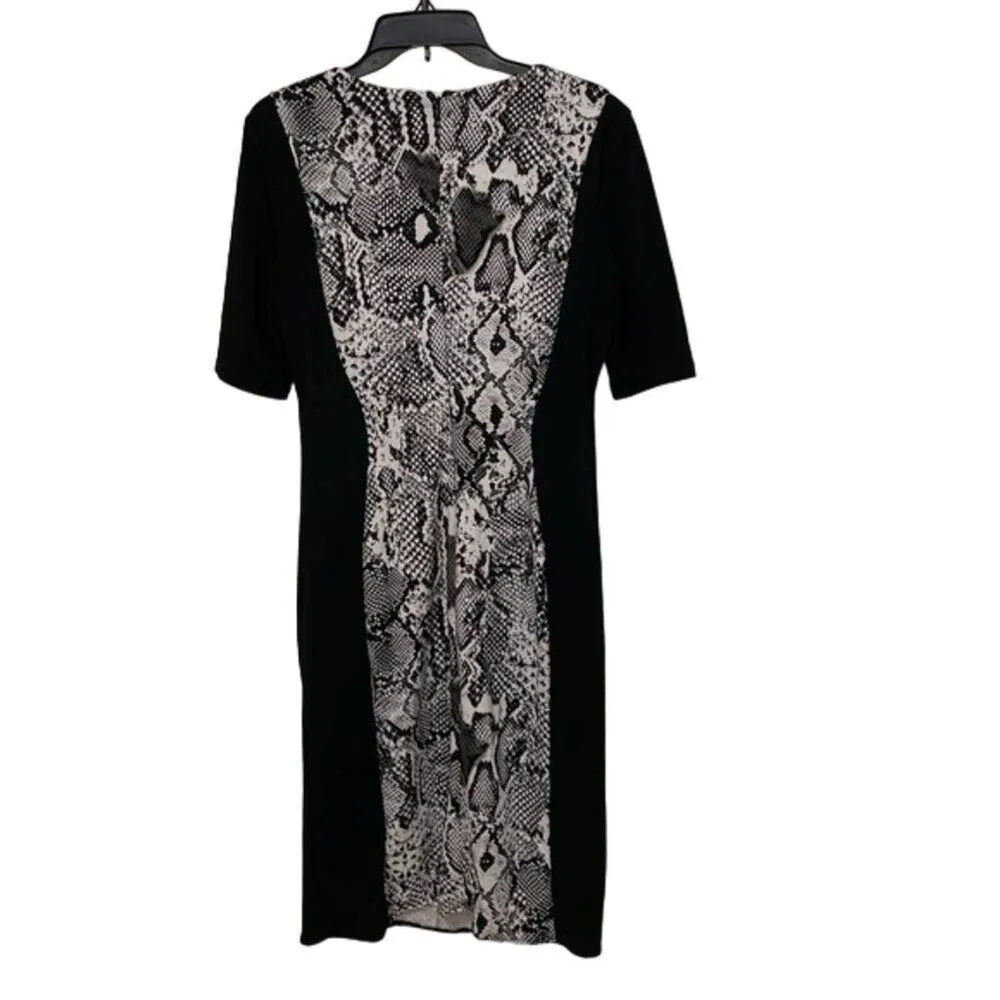 Maggy London Black Snakeskin Print Knit Sheath Dress Womens Size 10 Career - Image 6