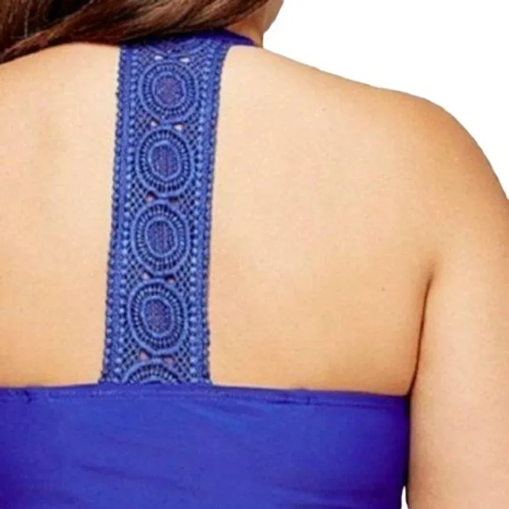 Lane Bryant Cacique Swim Bikini Top Blue Build in Bandeau Bra Womens Size 36DD - Image 10