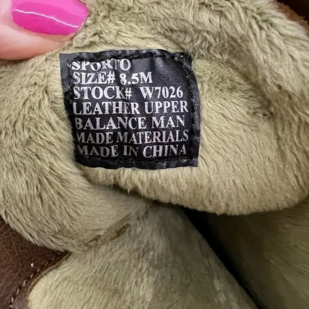 Sporto brown leather lace up chunky heel ankle booties round toe Y2K size 8.5 - Image 8