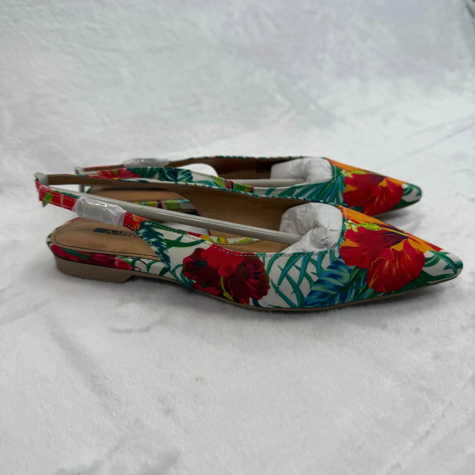 Matiko Hawaiian Print Slingback Flats Pointed Toe Tropical Floral Shoes Size 36‎ - Image 5