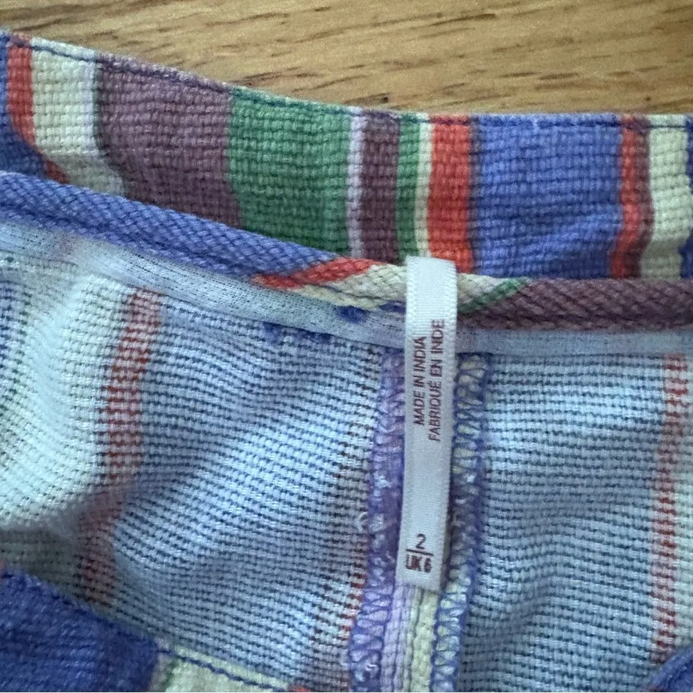 Free People La Paz Striped Cotton Crops Size 2 - Image 3