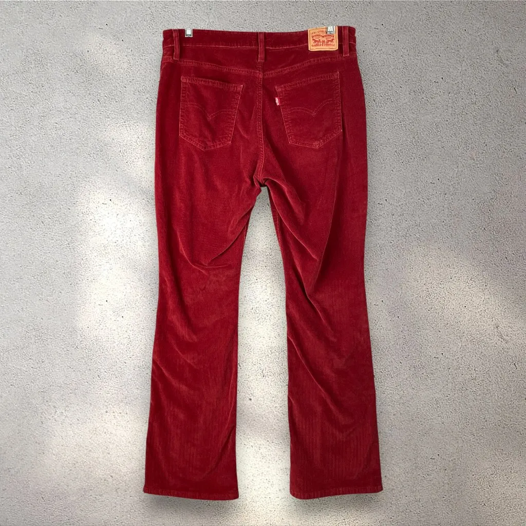 Levi’s 725 High Rise Bootcut Jeans Women’s 33 Red Corduroy 70s Cowgirl Y2K Chic - Image 2
