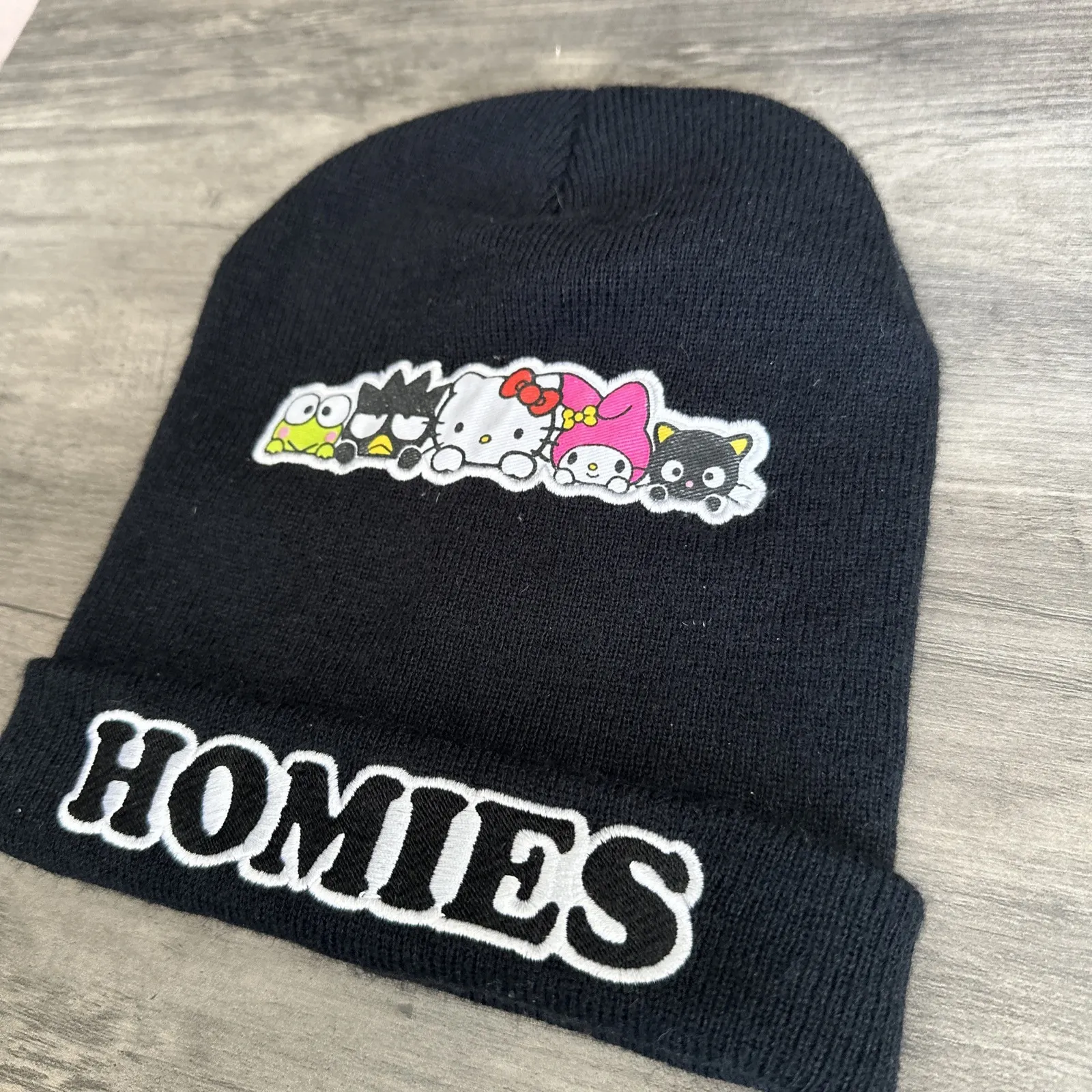 RARE Hello Kitty Homies Winter Hat Beanie Sanrio Black Frog Goth Skater Y2K - Image 3