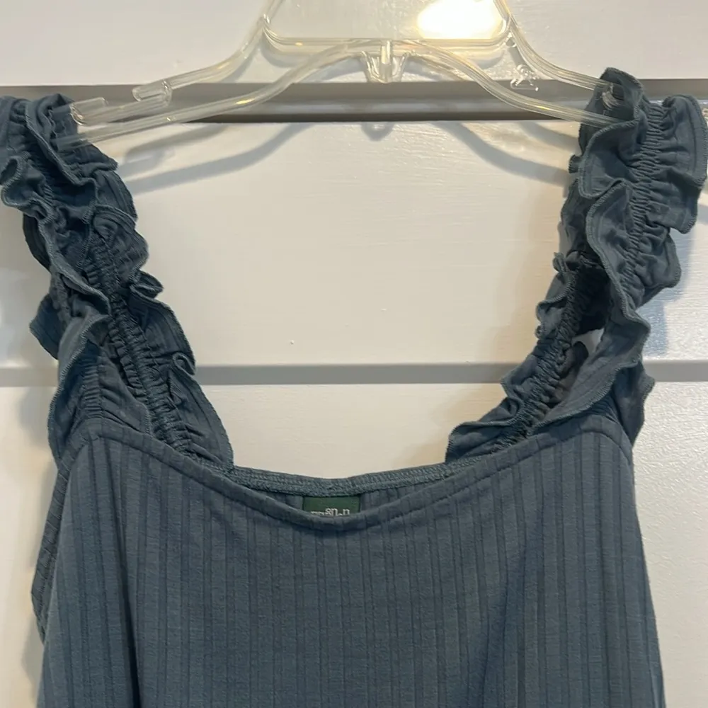 Wild Fable Women's Ruffled Strap Top - Dark blue gray size small. - Image 2