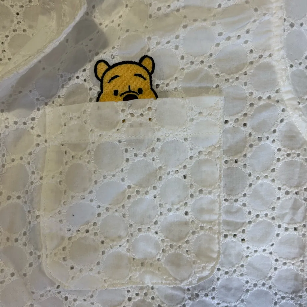 NWT Disney Winnie the Pooh White Eyelet Button Down Shirt - Image 3