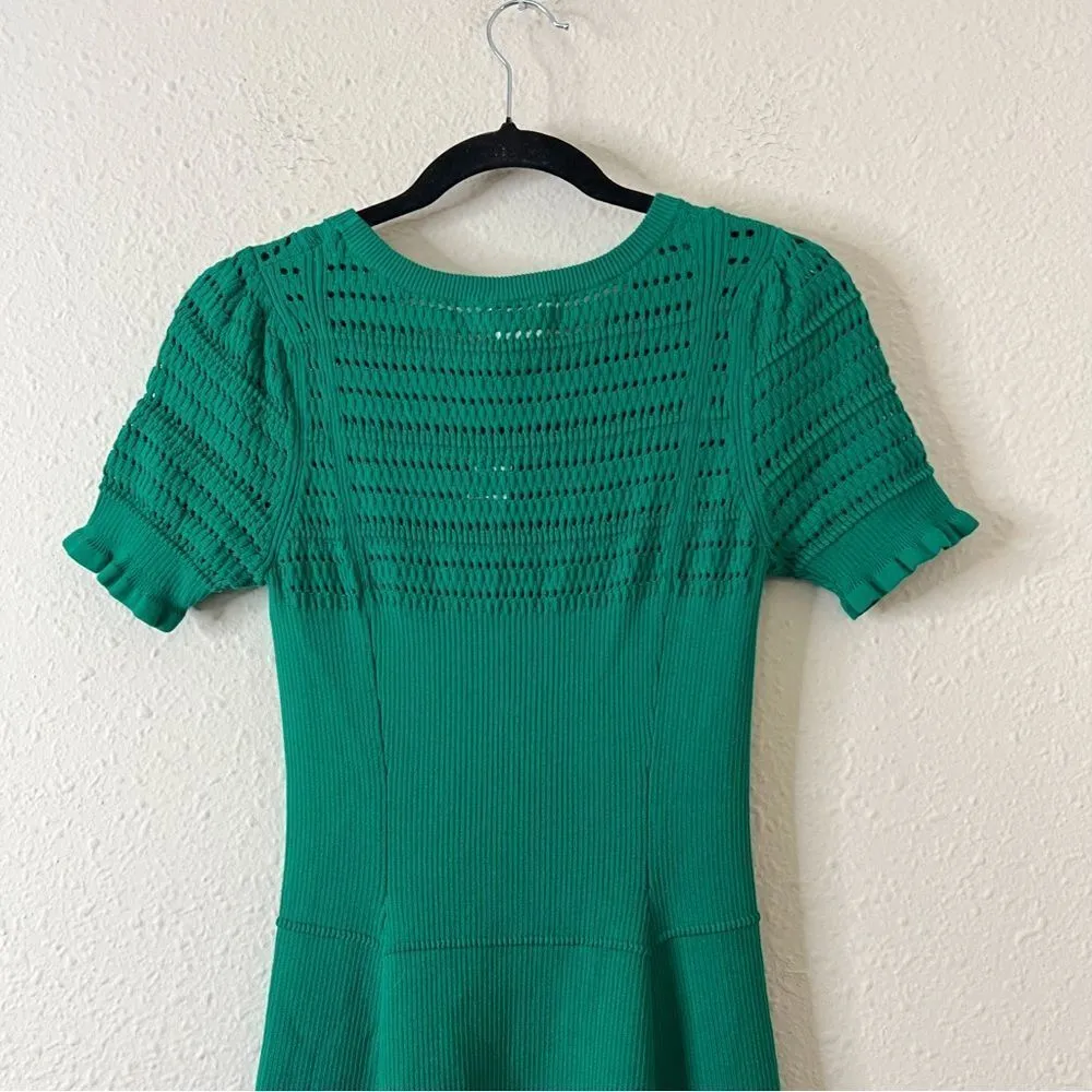 Anthropologie Maeve Promenade Pointelle Green Knit Dress NEW Size Small - Image 7