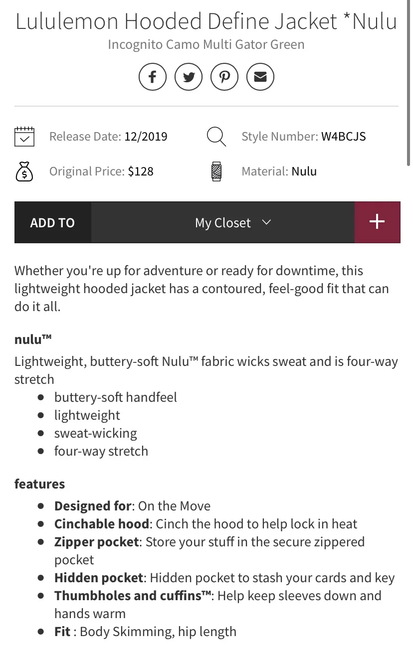 Lululemon Camo Hooded Define Jacket - Image 4