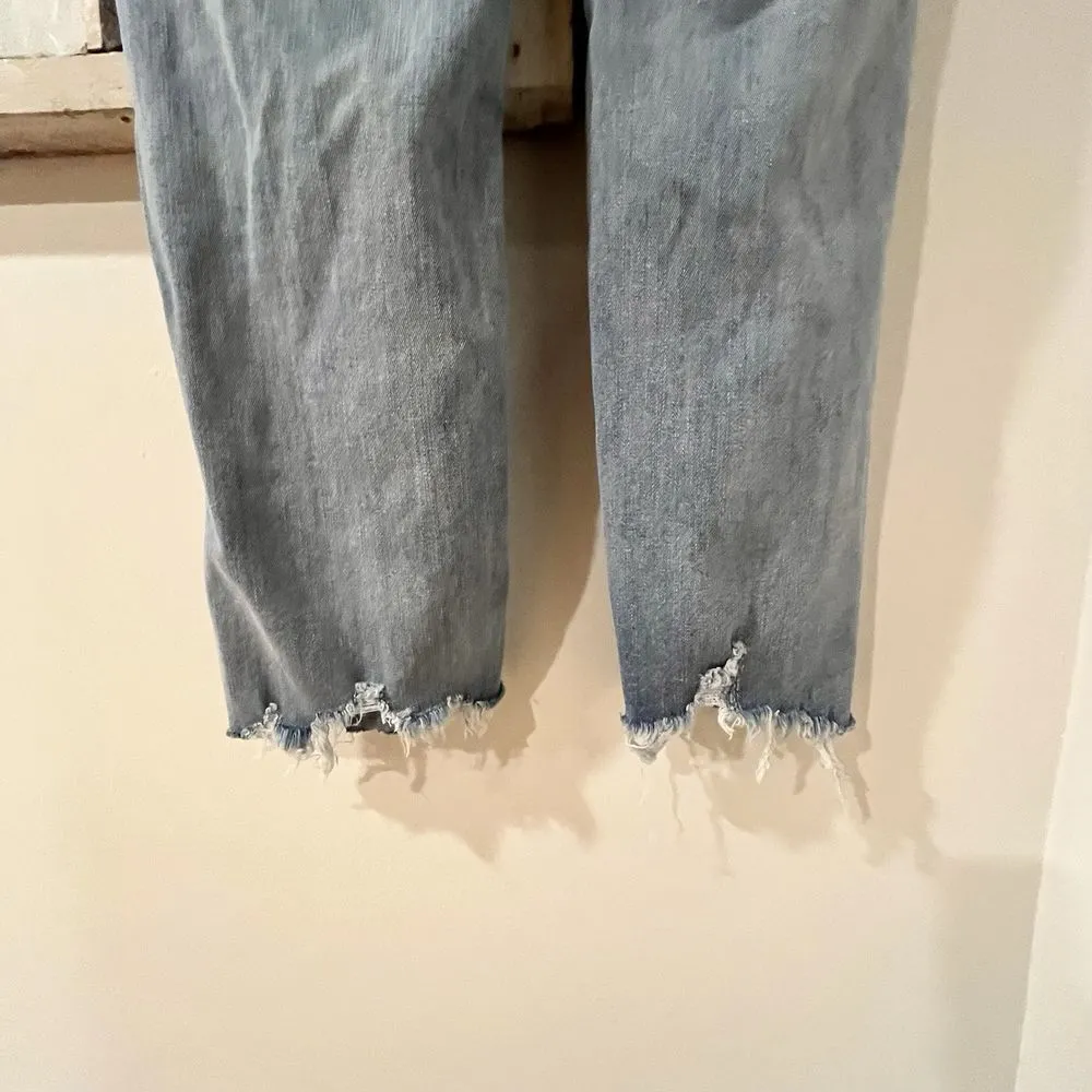 Flying Monkey Size 28 Mid Rise Light Wash Fringe Hem Distressed Jeans - Image 5