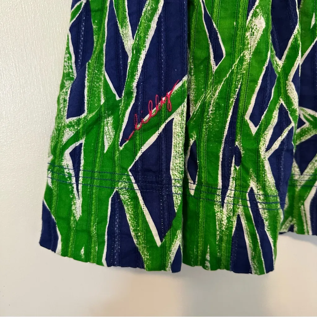 Lilly Pulitzer Danielle True Blue SassAGrass Skirt Womens 4 Blue Green - Image 4