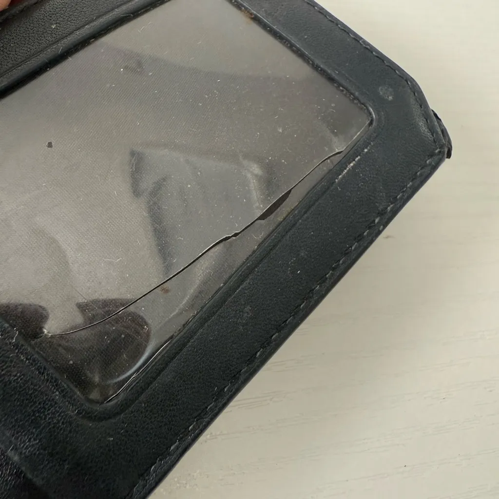 Vintage Coach Black Leather Continental Wallet – Gold Logo, Zip Coin Pocket - Image 4