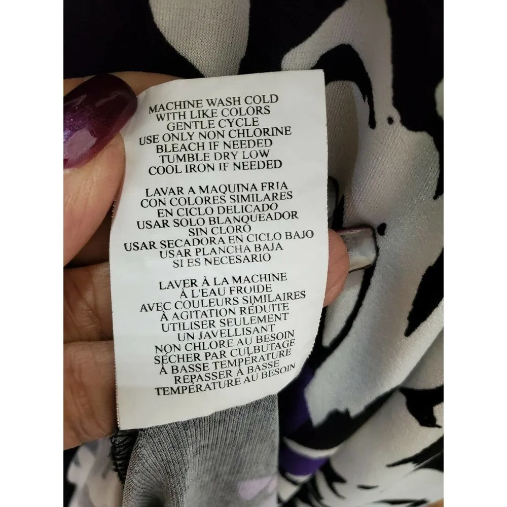 Tiana B Women Black Floral Polyester Square Neck Long Sleeve Knee Length Dress M Size M - Image 9