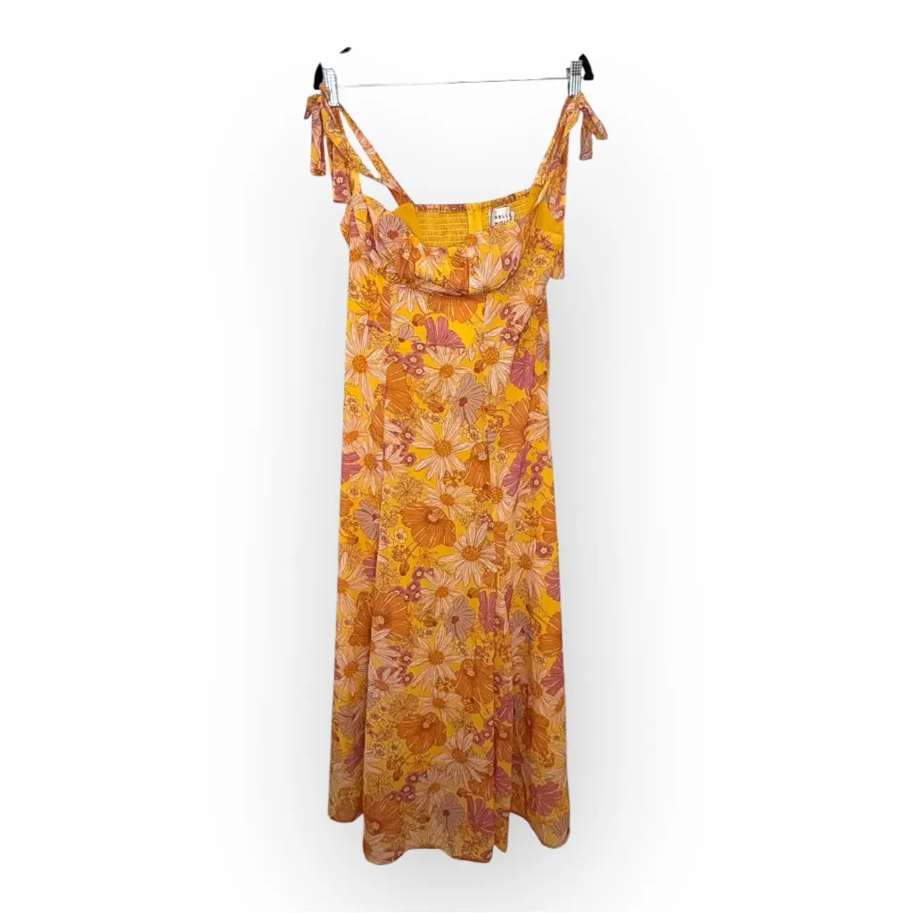 Hello Molly Orange Floral Maxi Dress Tie Strap Boho Vacation Resort NWT Large - Image 3