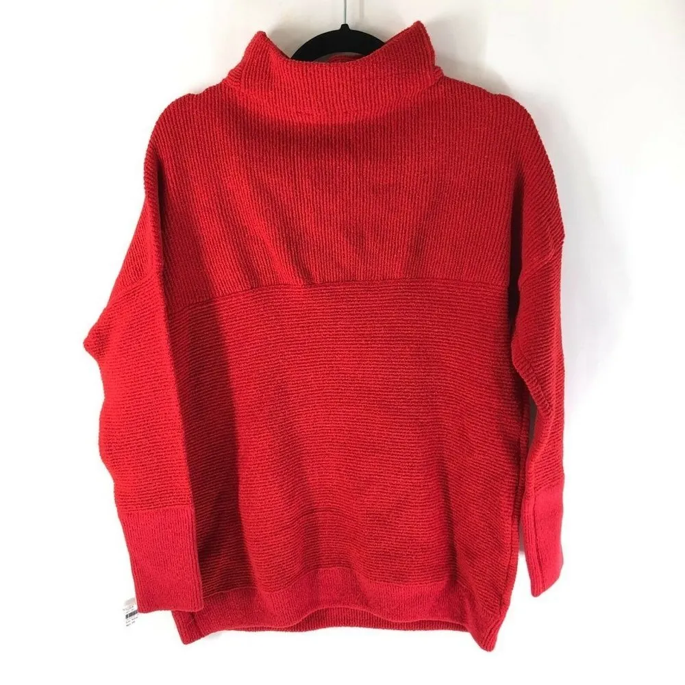 RDI Womens Sweater Oversized Ribbed Knit Mock Neck Red Size M - Image 2