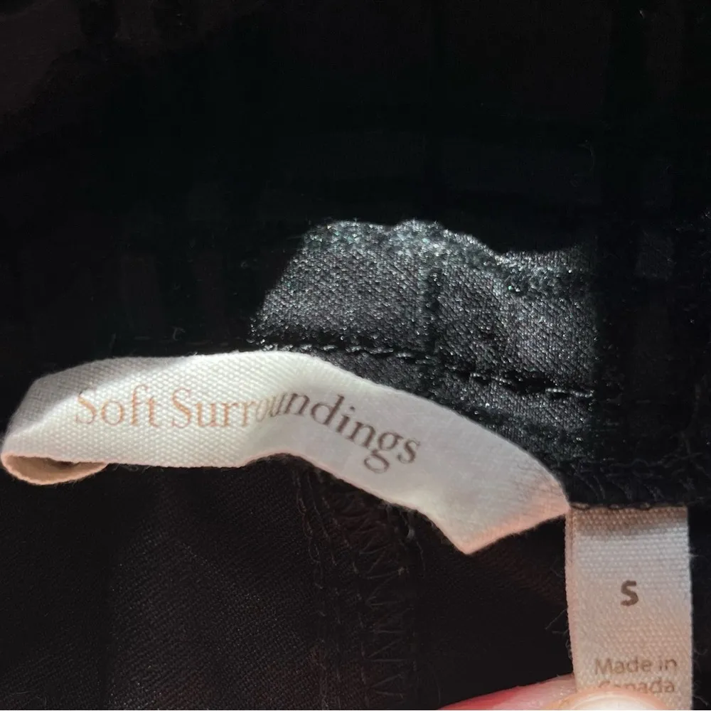 Soft Surroundings Pants Black Velvet Plaid Elspeth Pull On Straight Leg Sz S EUC - Image 4