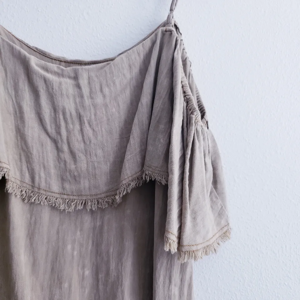 Umgee Raw Hem Cold Sholder Blouse - Image 4