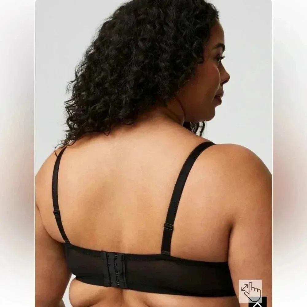 Torrid Curve Full-Coverage Unlined Lace Straight Back Bra Rich Black Sz 44DDD - Image 2