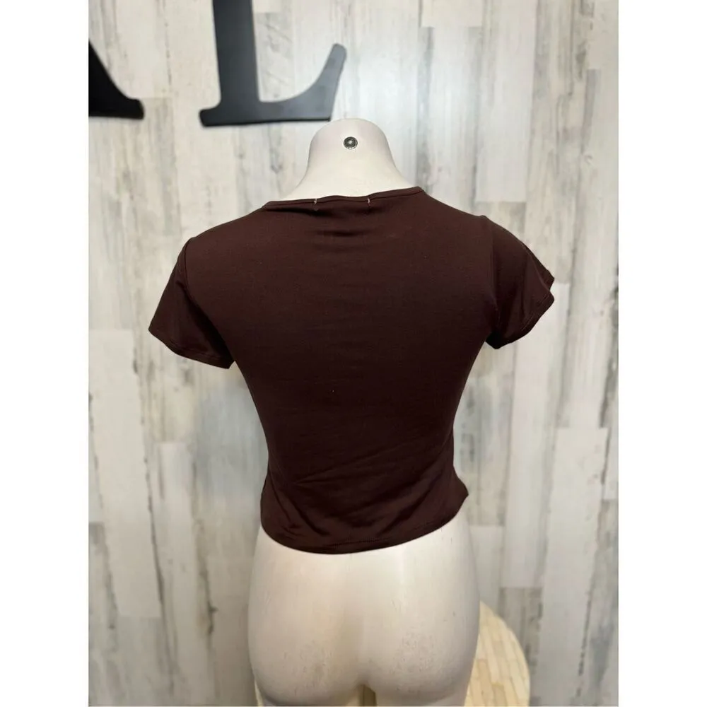 Brown v neck top - Image 2