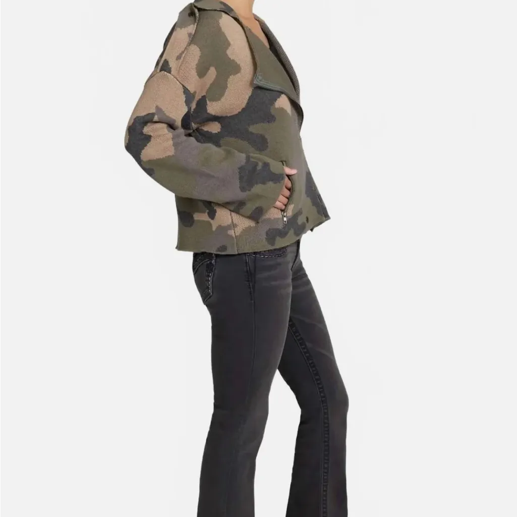 Miss Me NWT  Women's Camo Moto Sweater Jacket In Multi - Image 2
