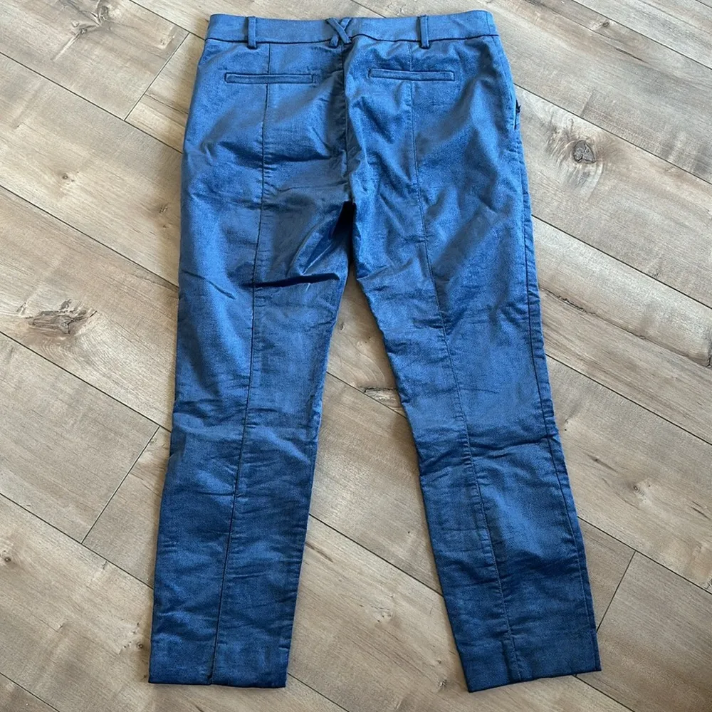 Anthropologie The Essential Slim Trousers Pants Blue Velvet Cropped Sz 6 - Image 7