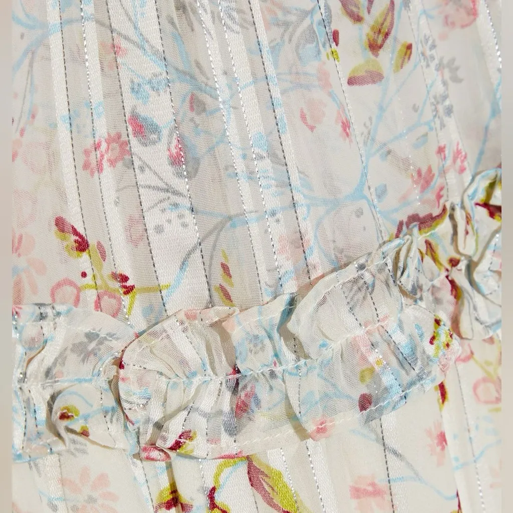 WALTER BAKER Betsy Floral-Print Metallic Burnout Georgette Mini Dress Size XS - Image 6