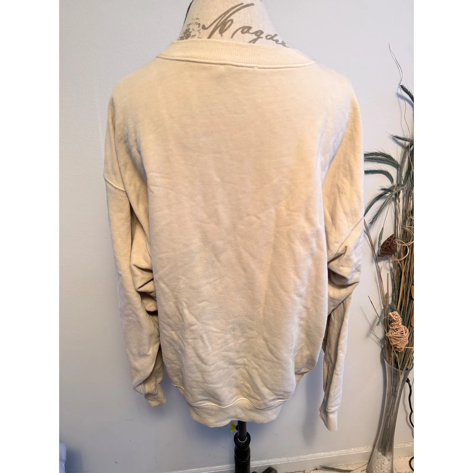 Elwood Organic Cotton Crewneck Sweatshirt Tan Size M Relaxed Fit Size M - Image 3