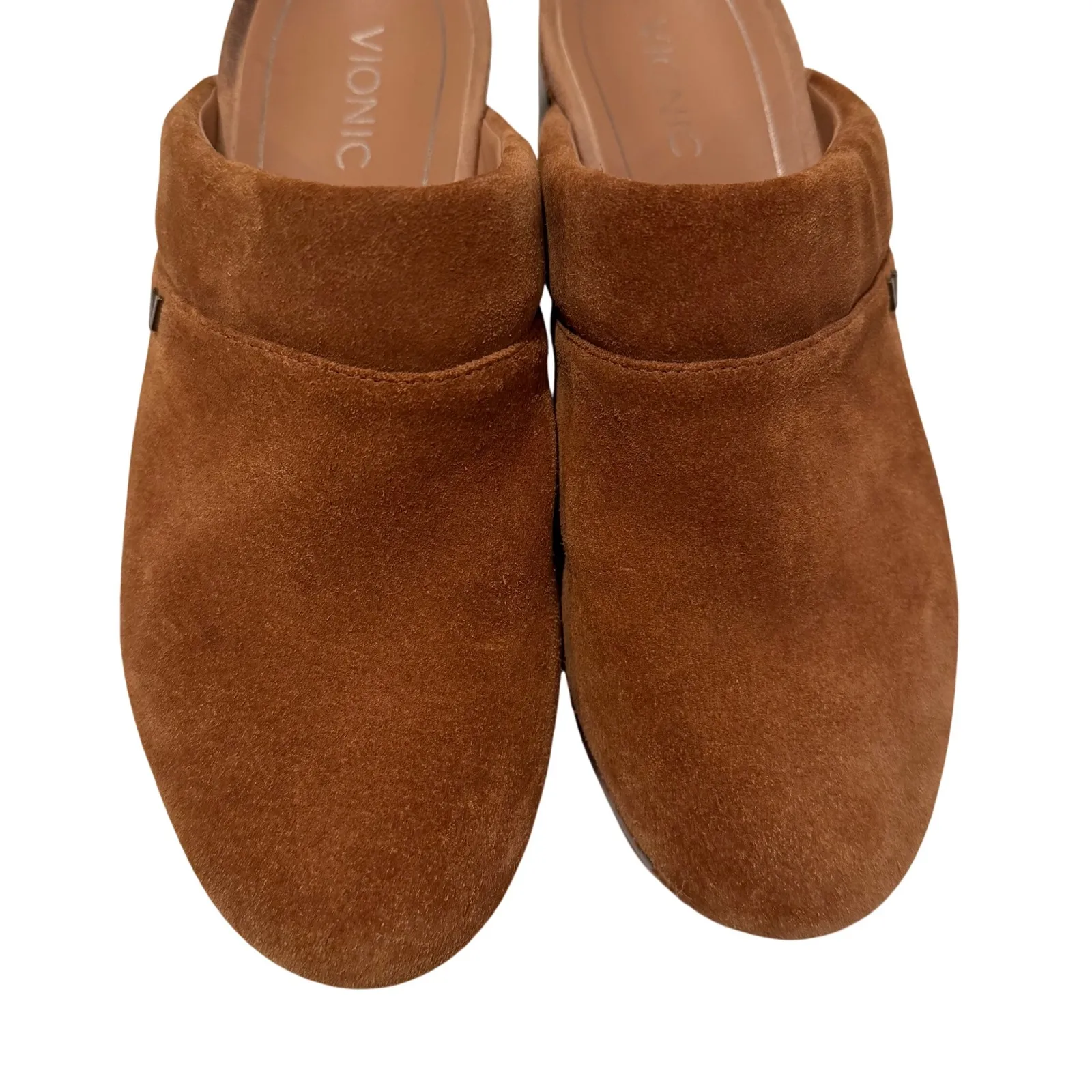 Vionic Kacie Orthotic Support Clogs Women's 8 Brown Suede Wedge Boho 70s Retro - Image 2