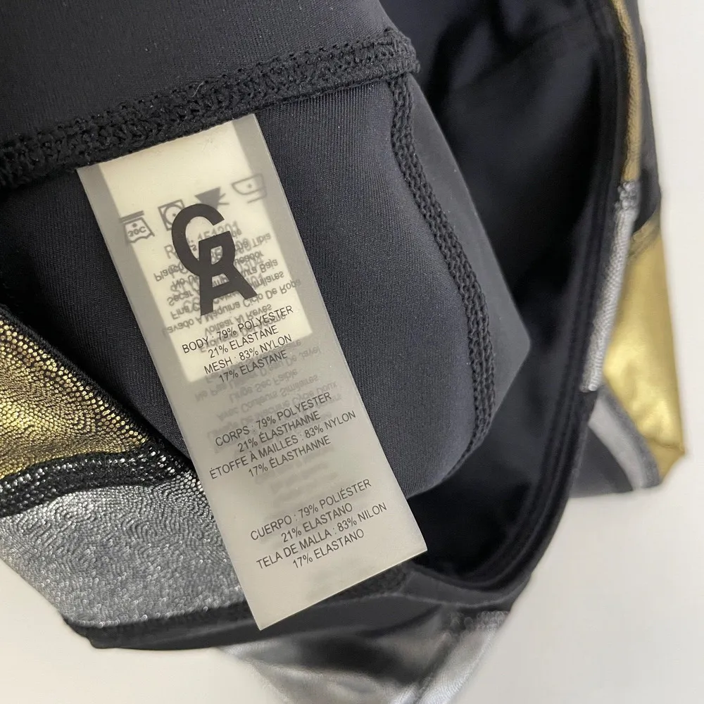 Good American Leggings Womens Size 1 Shine Metallic Gold Silver Yoga Gym Workout - Image 10