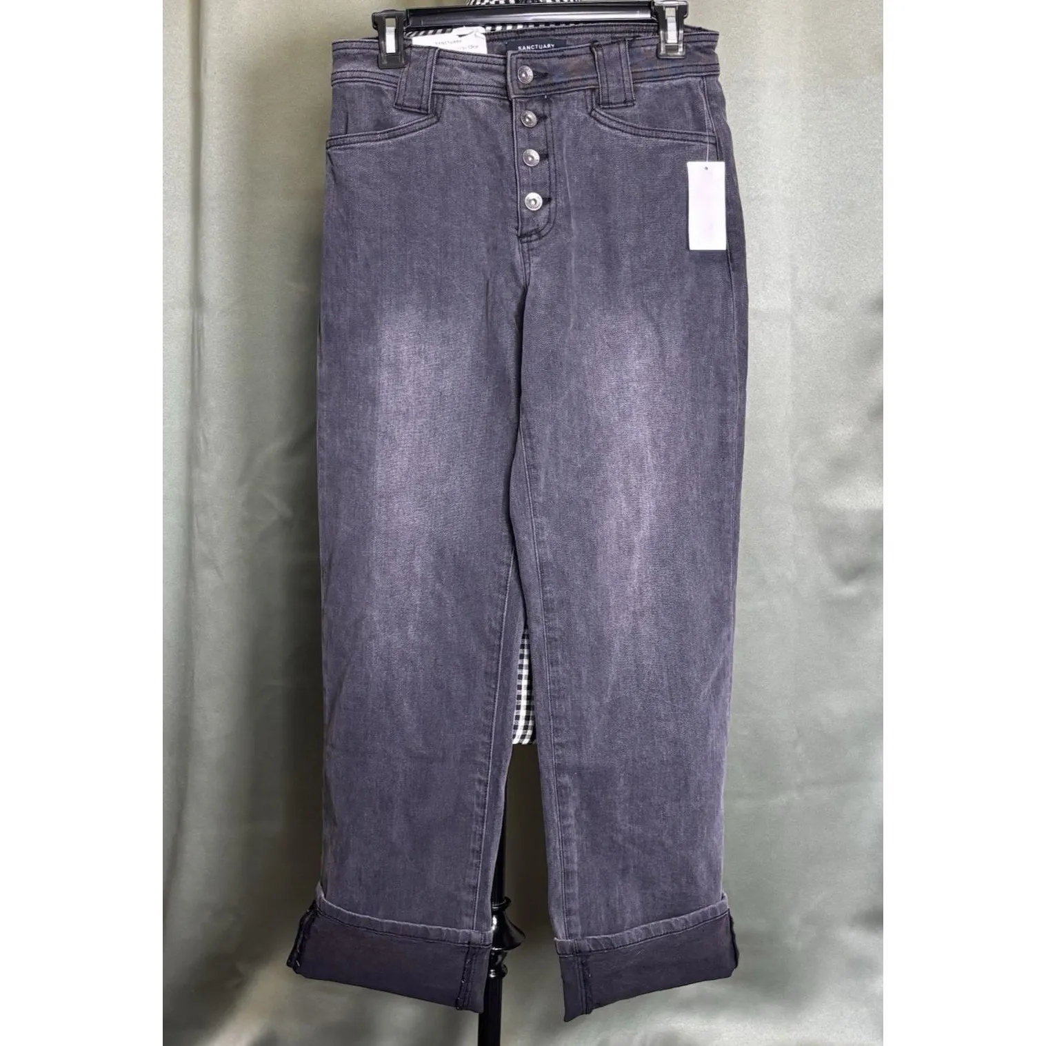 Sanctuary DKSM Luna Cuffed Pants Standard Rise Straight Crop 27 NWT Button Fly - Image 4