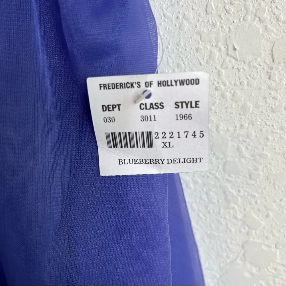 Fredericks of Hollywood Babydoll Thong Set Lace Nylon Blueberry Delight NWT - Image 5