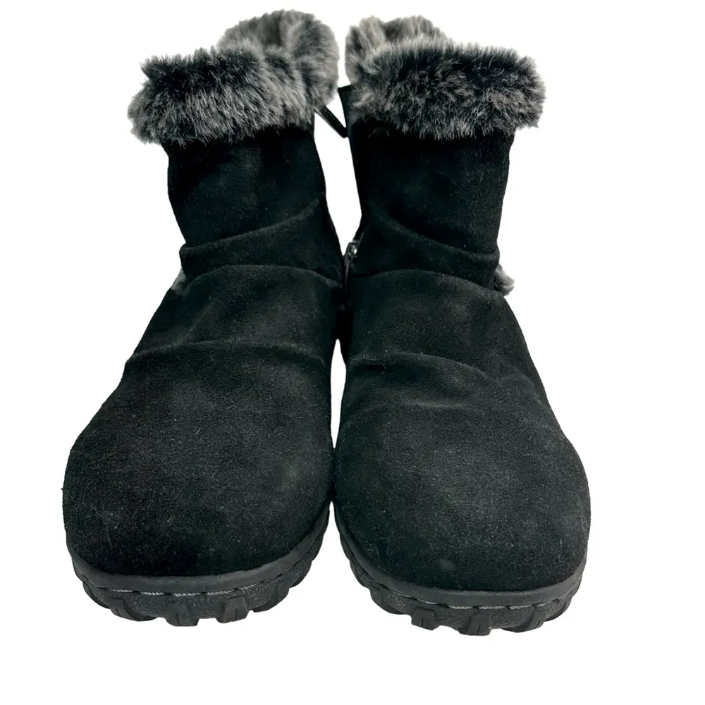 Khombu All Weather Black Suede Faux Fur Buckle Accent Zip Up Winter Boots Size 9 - Image 5