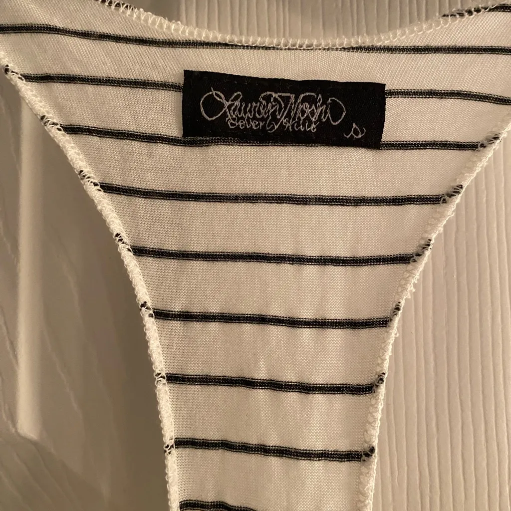 Lauren Moshi Limited Edition Women’s White W/ Black Stripes Tank Top Size Small - Image 4