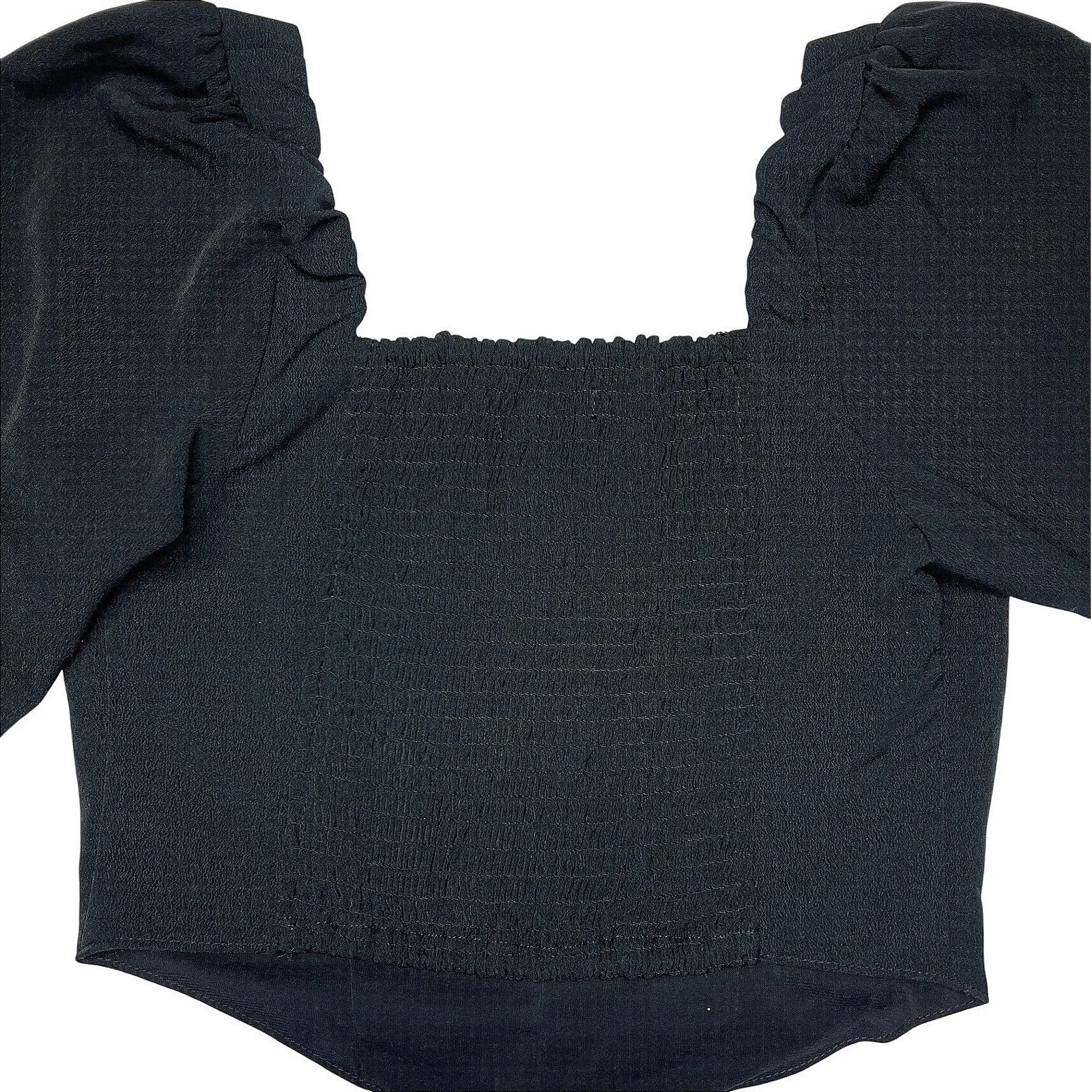 Abercrombie & Fitch Sweetheart Long Sleeve Cropped Corset Top XS Black EUC - Image 4