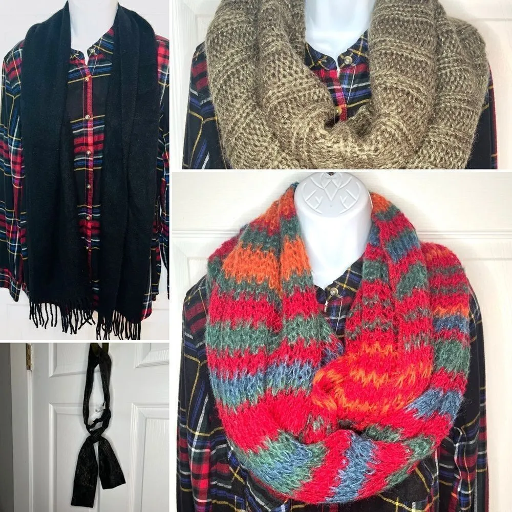Various Brands Winter Scarf Bundle 4 Infinty, Fringed Scarf, Hair Scarves Multi Red - Image 2
