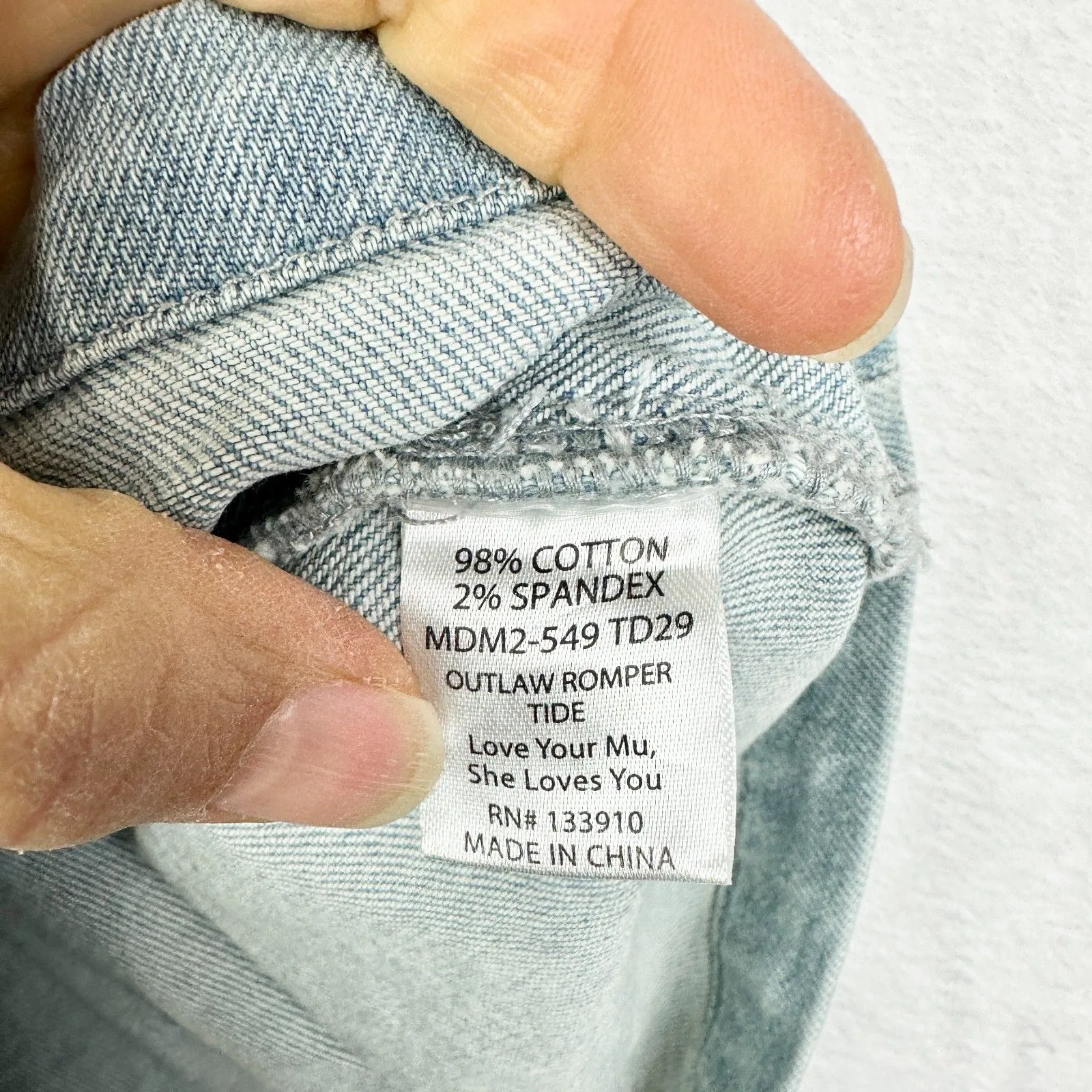 Show Me Your Mumu Outlaw Romper Size Large Light Tide Denim Western Boho Belted - Image 11