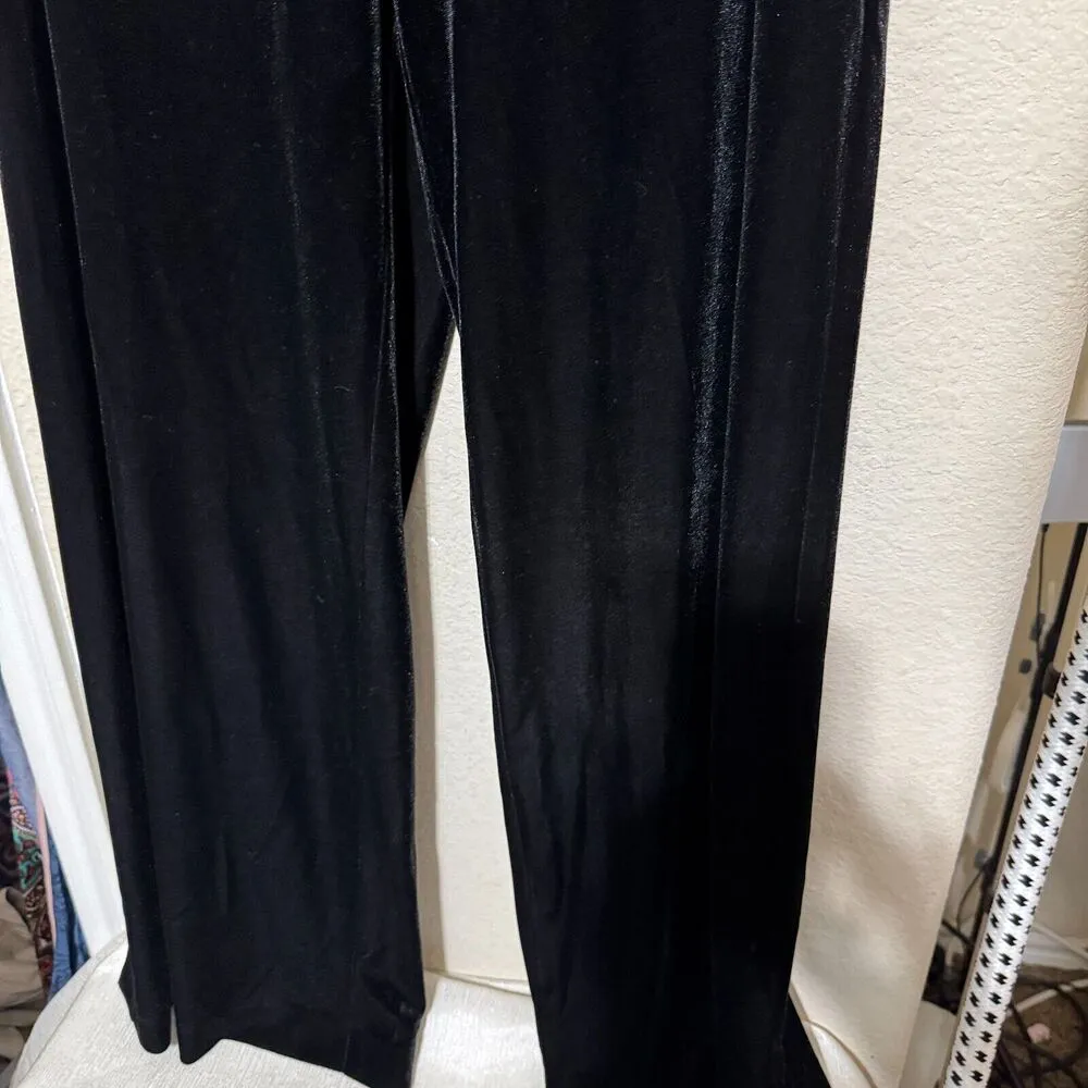 Karen Kane Women's Black Pants Velvet Wide Leg sz XL pull on elastic waist - Image 3