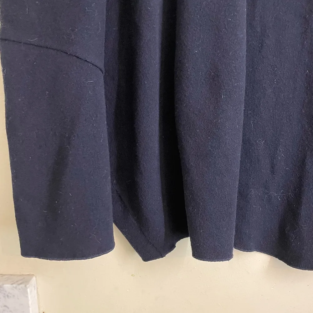 Carla Pontes Oversized Open Front Wool Wrap Cardigan Coat Navy One Size Blue Size undefined - Image 8