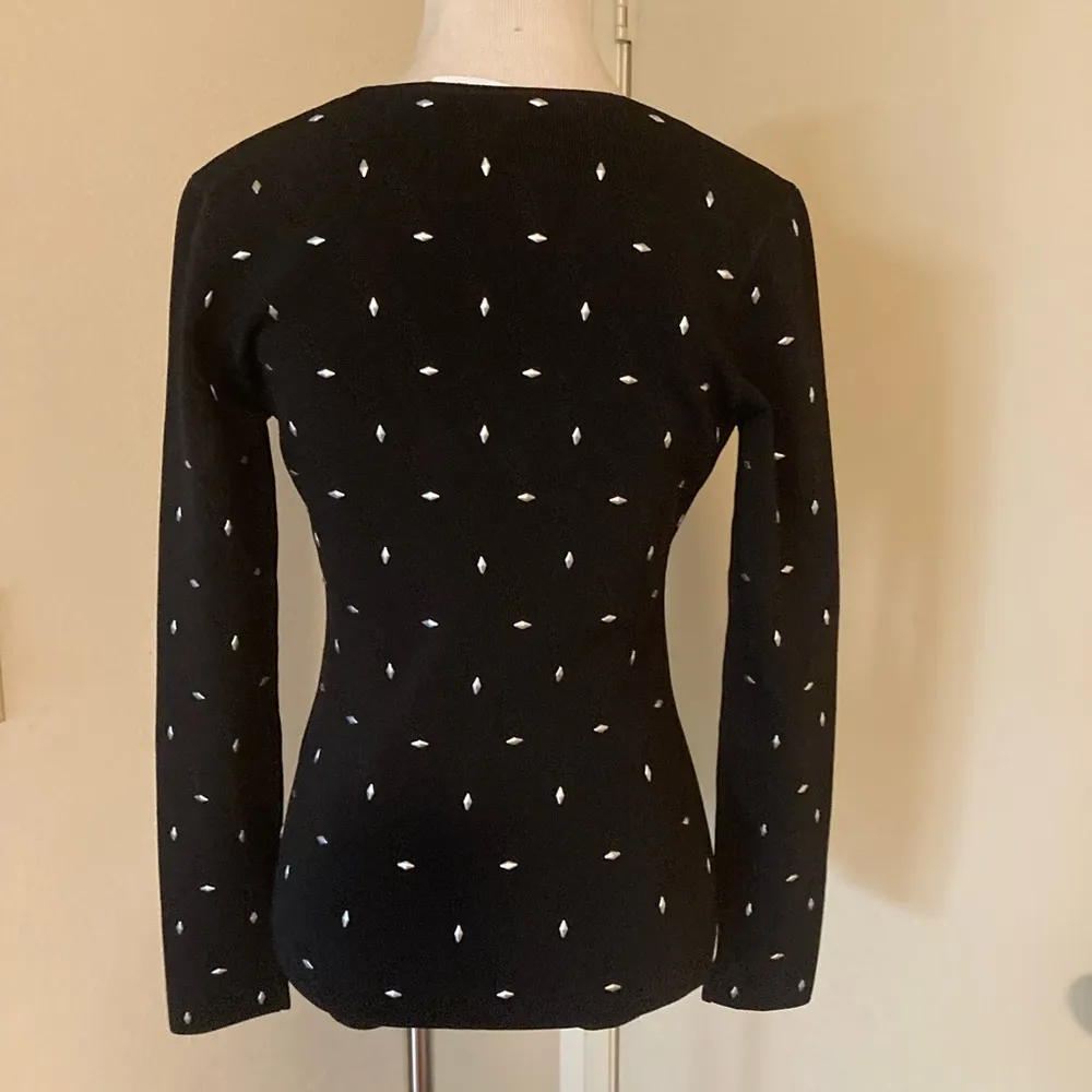 Zara Women's Bodysuit V Neck Silver Stud Black Size M - Image 14